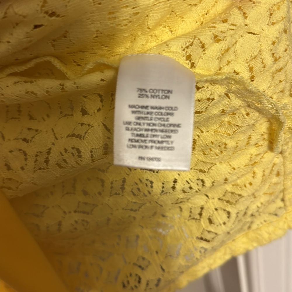 Rebecca Malone Lace Cut Out Cardigan with Matching Yellow Tank Both Sz XL - Picture 3 of 6